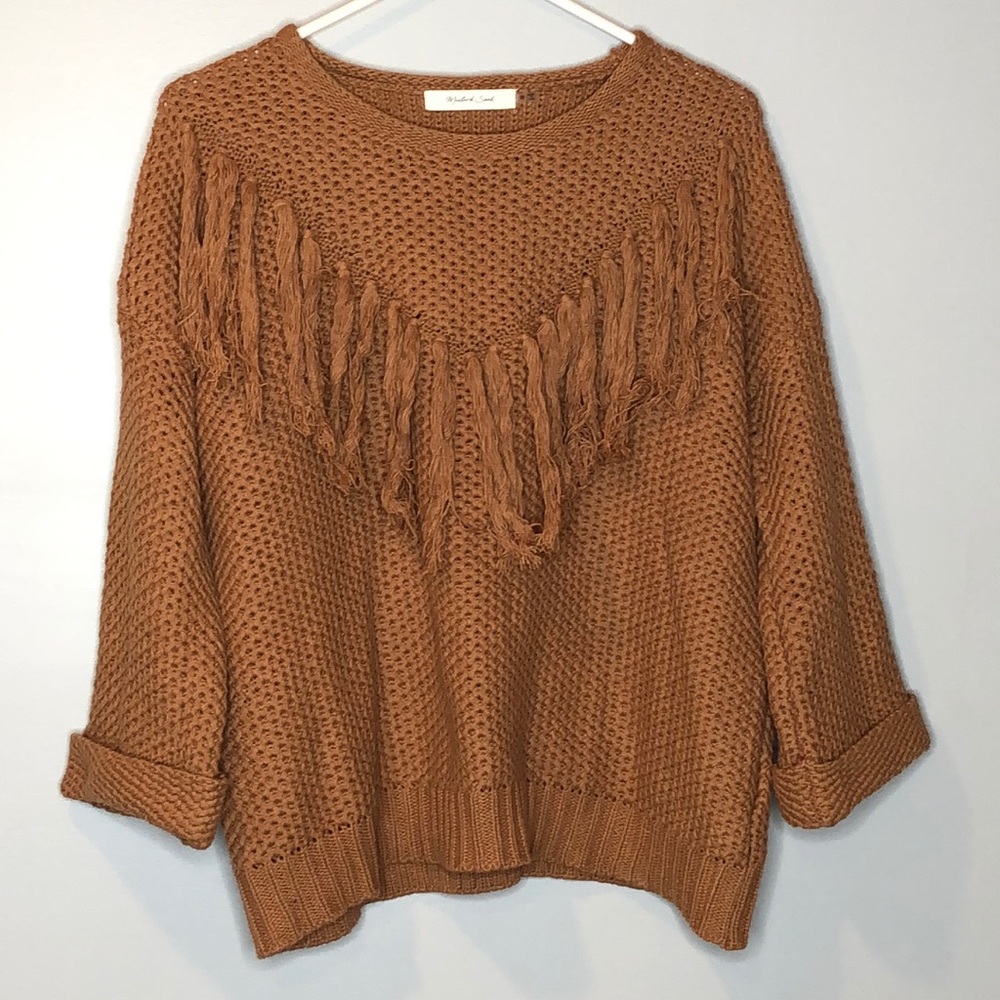 Mustard Seed Knit Sweater with Fringe Tassels